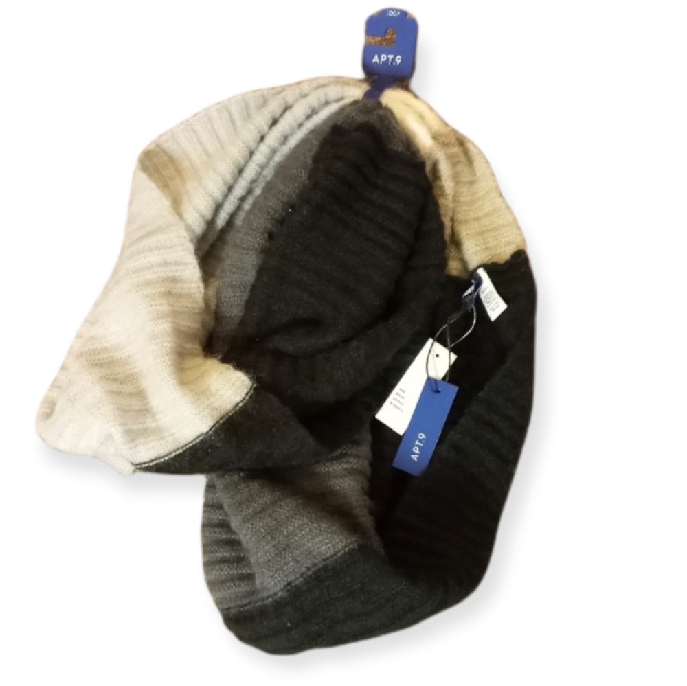 Apt 9 essential infinity loop scarf gray and black